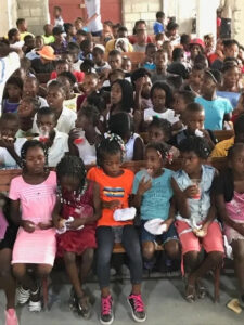 children in Haitian church